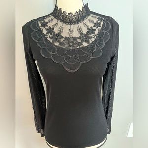 Boutique Elegant Black Lace Blouse